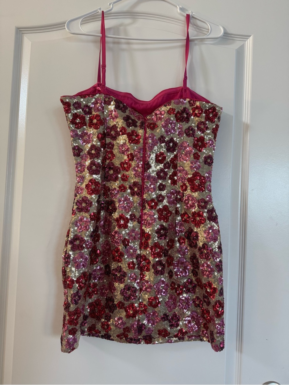 Nasty Gal Hot Pink Satin Dress with Zipper Detail - Picture 3 of 4